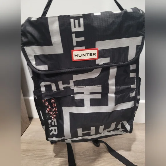 Hunter Nylon Silver And Black Packable Small Backpack - Picture 12 of 12